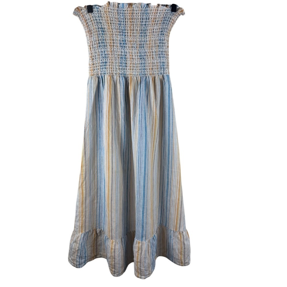 Reformation Marbella Bermuda Smocked 100% Linen Midi Dress Size M - Picture 4 of 9